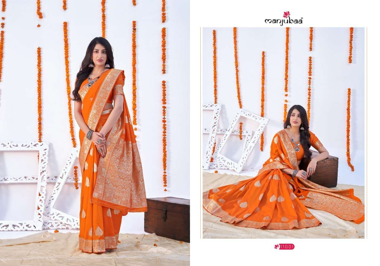 MAAISHA SILK VOL-3 BY MANJUBAA CLOTHING 11001 TO 11009 SERIES INDIAN TRADITIONAL WEAR COLLECTION BEAUTIFUL STYLISH FANCY COLORFUL PARTY WEAR & OCCASIONAL WEAR SILK SAREES AT WHOLESALE PRICE