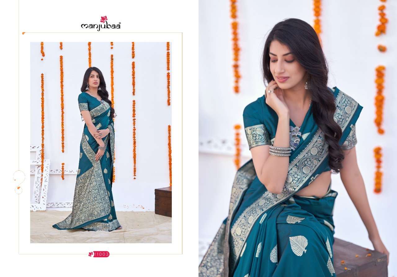 MAAISHA SILK VOL-3 BY MANJUBAA CLOTHING 11001 TO 11009 SERIES INDIAN TRADITIONAL WEAR COLLECTION BEAUTIFUL STYLISH FANCY COLORFUL PARTY WEAR & OCCASIONAL WEAR SILK SAREES AT WHOLESALE PRICE
