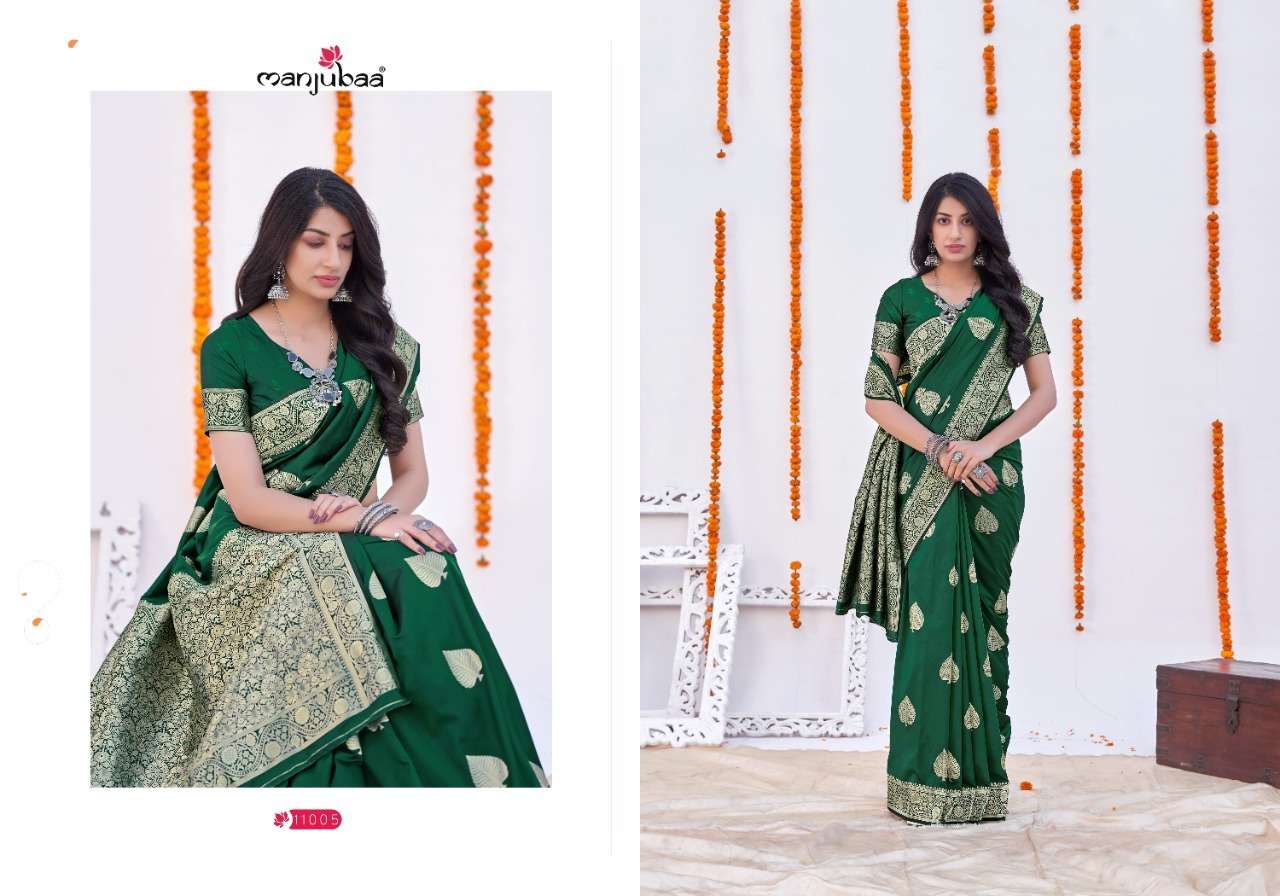 MAAISHA SILK VOL-3 BY MANJUBAA CLOTHING 11001 TO 11009 SERIES INDIAN TRADITIONAL WEAR COLLECTION BEAUTIFUL STYLISH FANCY COLORFUL PARTY WEAR & OCCASIONAL WEAR SILK SAREES AT WHOLESALE PRICE