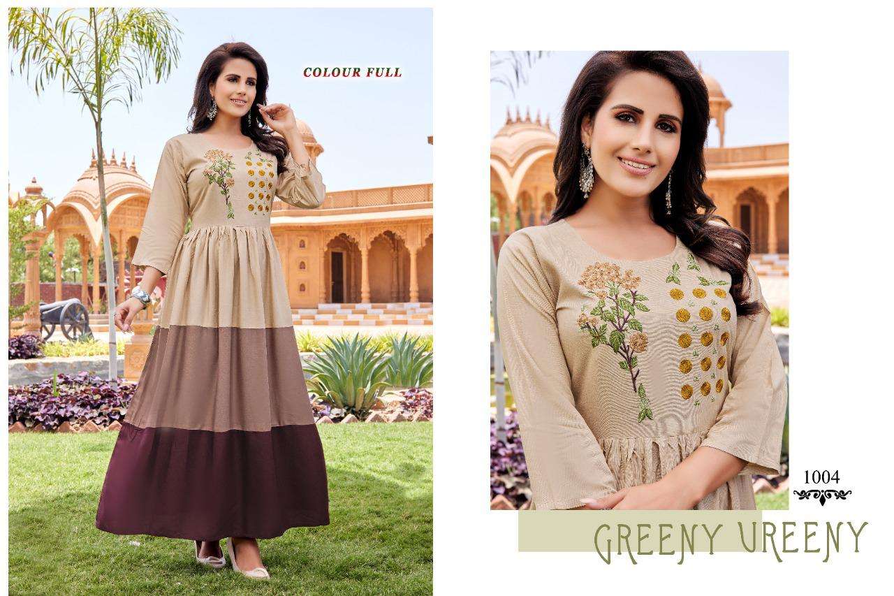 COLOUR FULL BY AKHAND JYOT 1001 TO 1008 SERIES BEAUTIFUL STYLISH FANCY COLORFUL CASUAL WEAR & ETHNIC WEAR RAYON EMBROIDERED GOWNS AT WHOLESALE PRICE