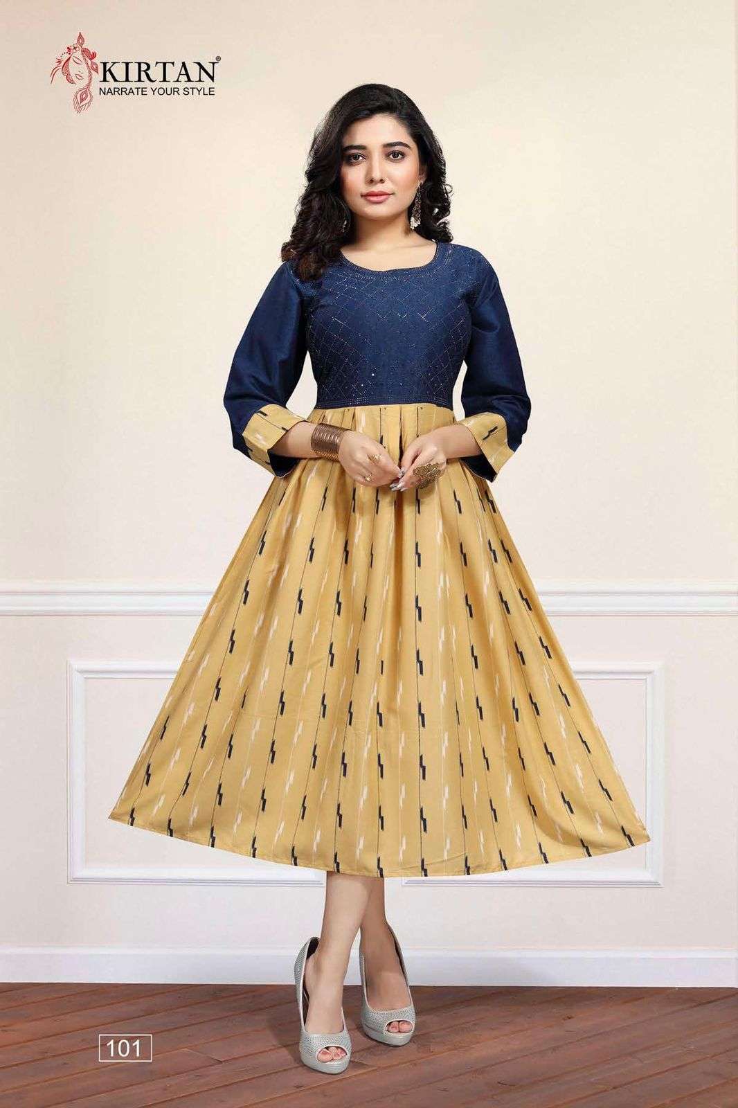 GLAMOUR VOL-1 BY KIRTAN 101 TO 106 SERIES DESIGNER STYLISH FANCY COLORFUL BEAUTIFUL PARTY WEAR & ETHNIC WEAR COLLECTION HEAVY RAYON KURTIS AT WHOLESALE PRICE