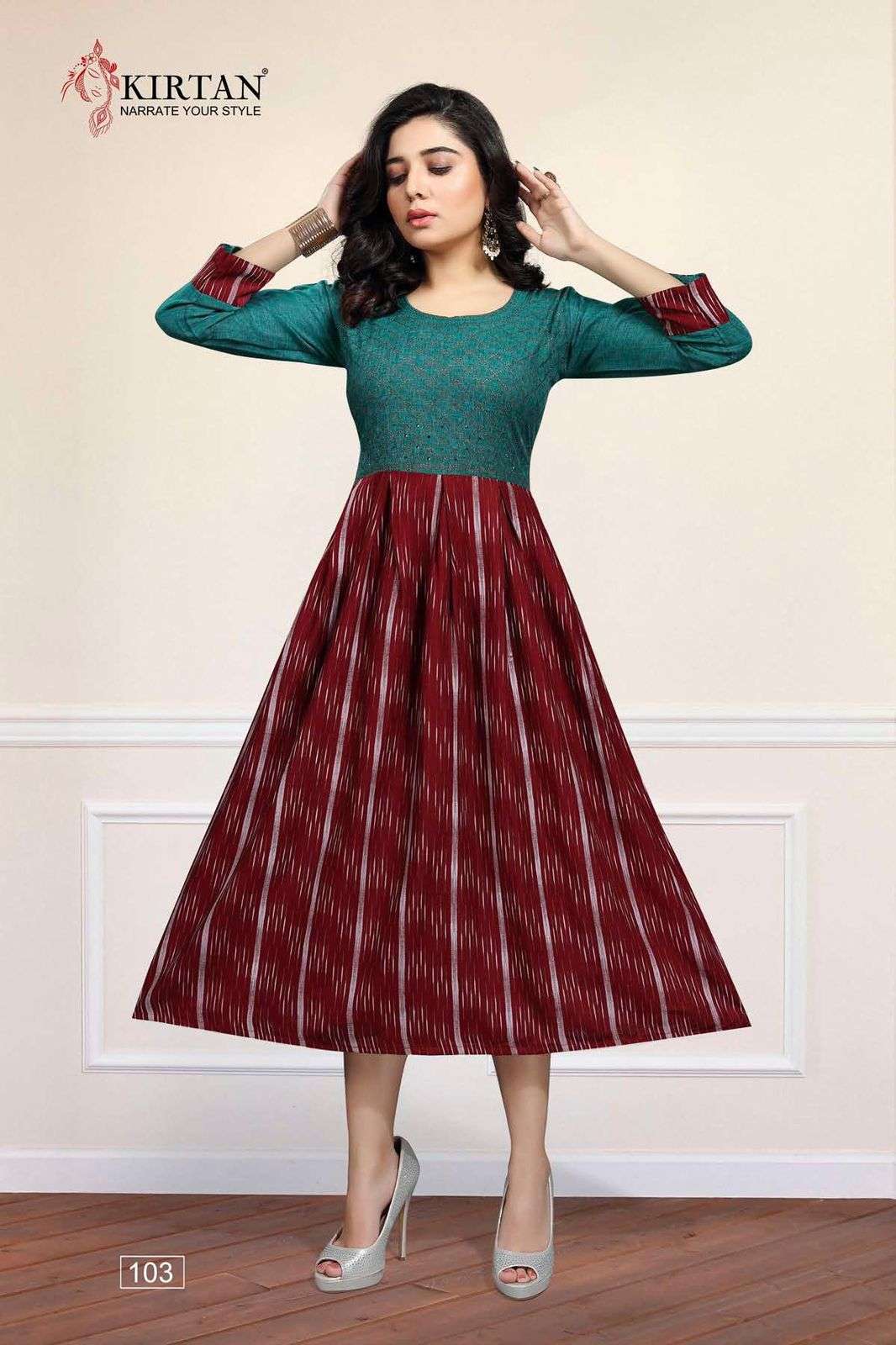 GLAMOUR VOL-1 BY KIRTAN 101 TO 106 SERIES DESIGNER STYLISH FANCY COLORFUL BEAUTIFUL PARTY WEAR & ETHNIC WEAR COLLECTION HEAVY RAYON KURTIS AT WHOLESALE PRICE