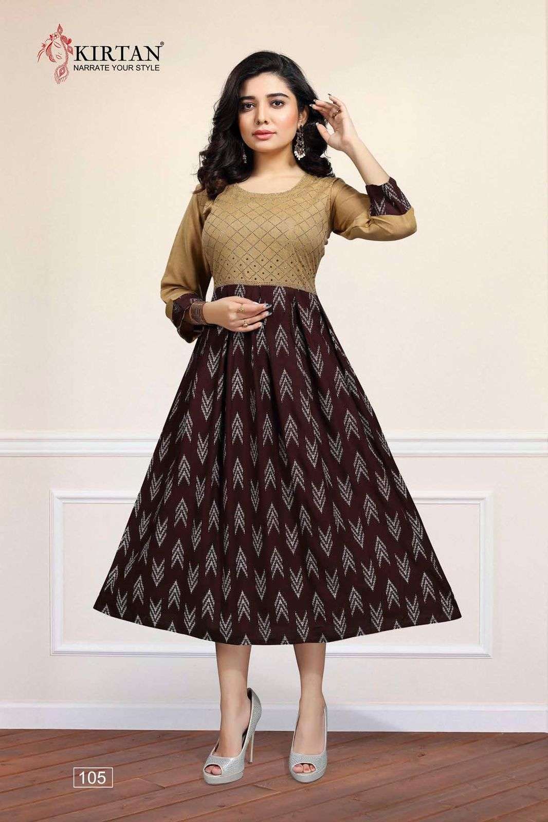GLAMOUR VOL-1 BY KIRTAN 101 TO 106 SERIES DESIGNER STYLISH FANCY COLORFUL BEAUTIFUL PARTY WEAR & ETHNIC WEAR COLLECTION HEAVY RAYON KURTIS AT WHOLESALE PRICE