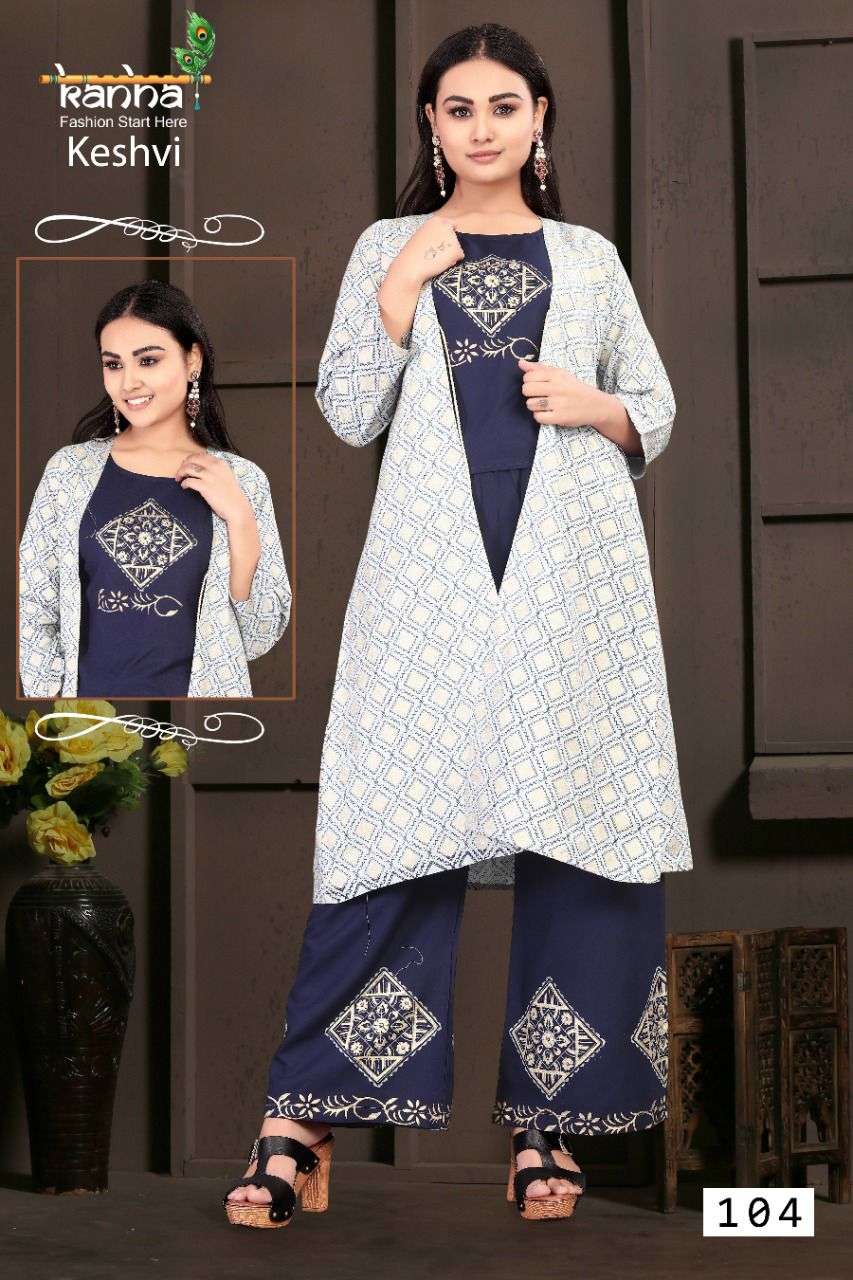 KESHVI BY KANHA 101 TO 108 SERIES DESIGNER STYLISH FANCY COLORFUL BEAUTIFUL PARTY WEAR & ETHNIC WEAR COLLECTION HEAVY RAYON KURTIS WITH BOTTOM AT WHOLESALE PRICE