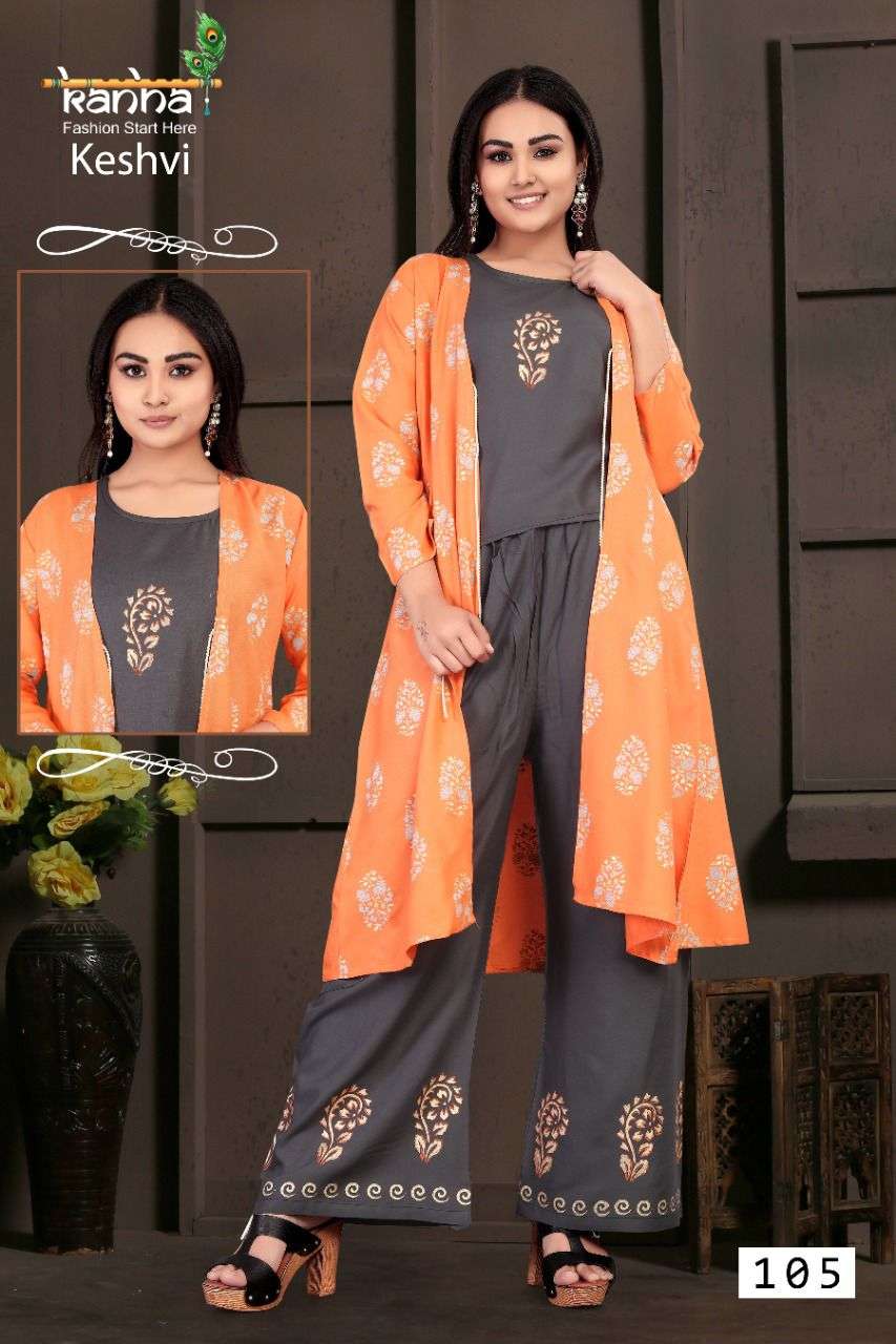 KESHVI BY KANHA 101 TO 108 SERIES DESIGNER STYLISH FANCY COLORFUL BEAUTIFUL PARTY WEAR & ETHNIC WEAR COLLECTION HEAVY RAYON KURTIS WITH BOTTOM AT WHOLESALE PRICE