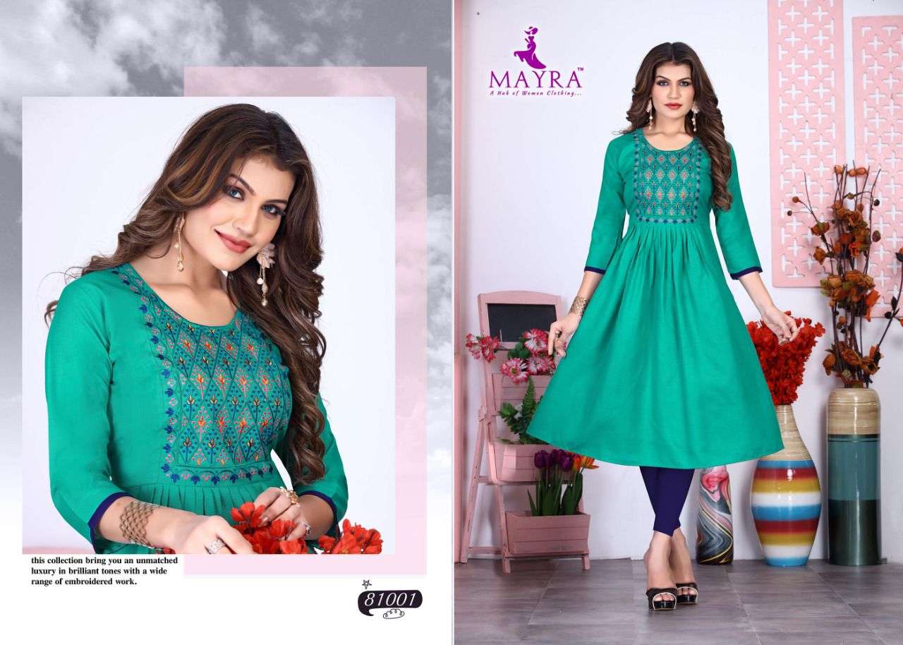 ANAYA BY MAYRA 81001 TO 81008 SERIES DESIGNER STYLISH FANCY COLORFUL BEAUTIFUL PARTY WEAR & ETHNIC WEAR COLLECTION COTTON SLUB KURTIS AT WHOLESALE PRICE