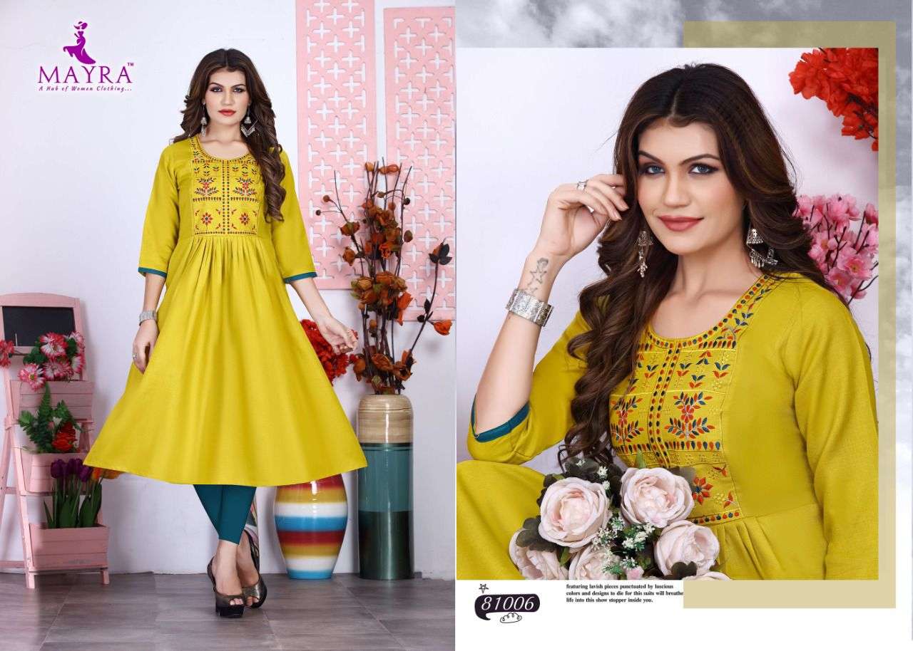 ANAYA BY MAYRA 81001 TO 81008 SERIES DESIGNER STYLISH FANCY COLORFUL BEAUTIFUL PARTY WEAR & ETHNIC WEAR COLLECTION COTTON SLUB KURTIS AT WHOLESALE PRICE
