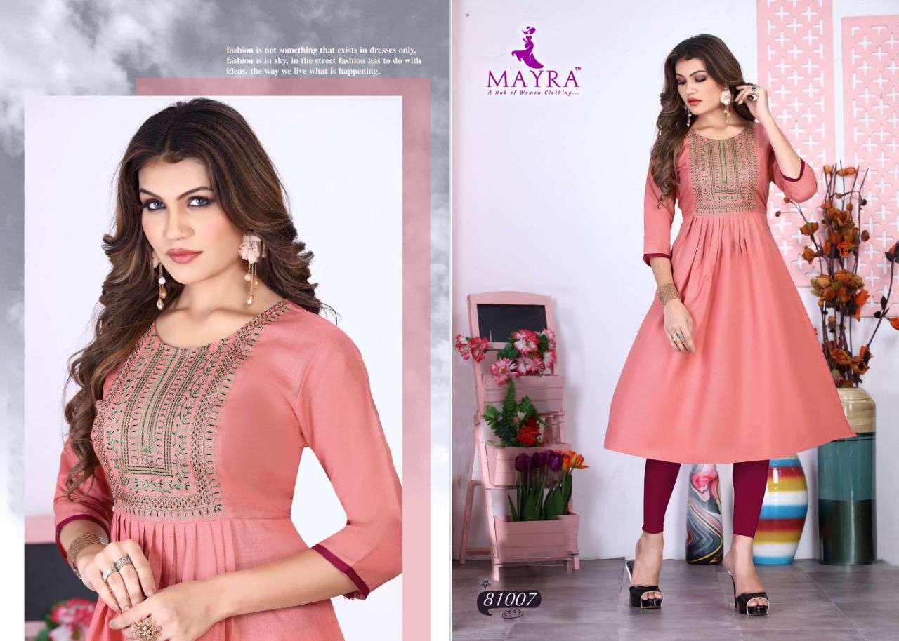 ANAYA BY MAYRA 81001 TO 81008 SERIES DESIGNER STYLISH FANCY COLORFUL BEAUTIFUL PARTY WEAR & ETHNIC WEAR COLLECTION COTTON SLUB KURTIS AT WHOLESALE PRICE