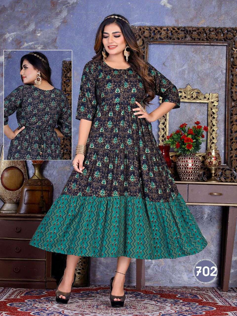 FLORA BY SAADGI 701 TO 706 SERIES DESIGNER STYLISH FANCY COLORFUL BEAUTIFUL PARTY WEAR & ETHNIC WEAR COLLECTION PURE RAYON KURTIS AT WHOLESALE PRICE