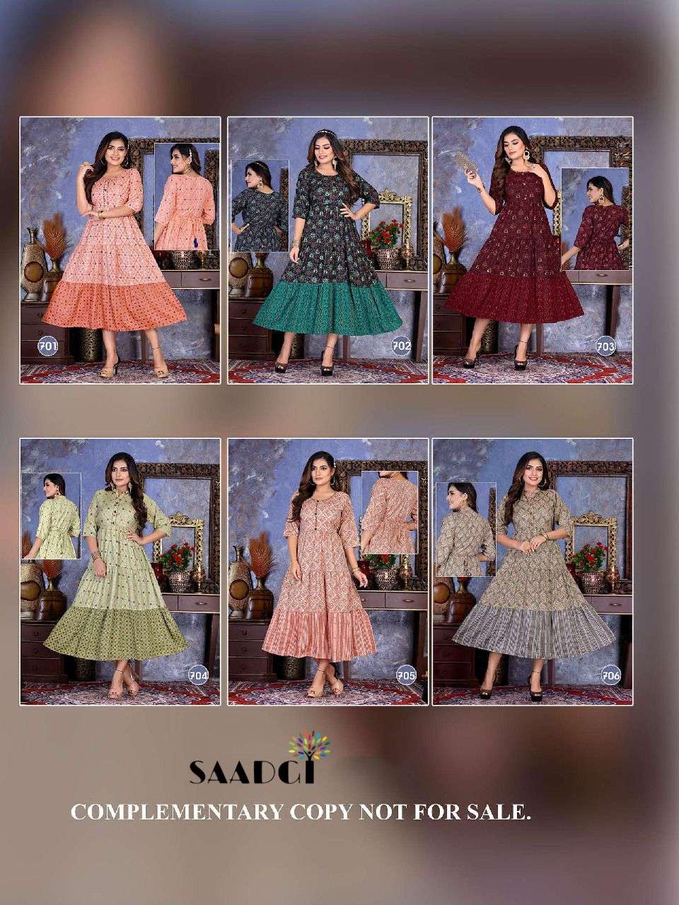 FLORA BY SAADGI 701 TO 706 SERIES DESIGNER STYLISH FANCY COLORFUL BEAUTIFUL PARTY WEAR & ETHNIC WEAR COLLECTION PURE RAYON KURTIS AT WHOLESALE PRICE