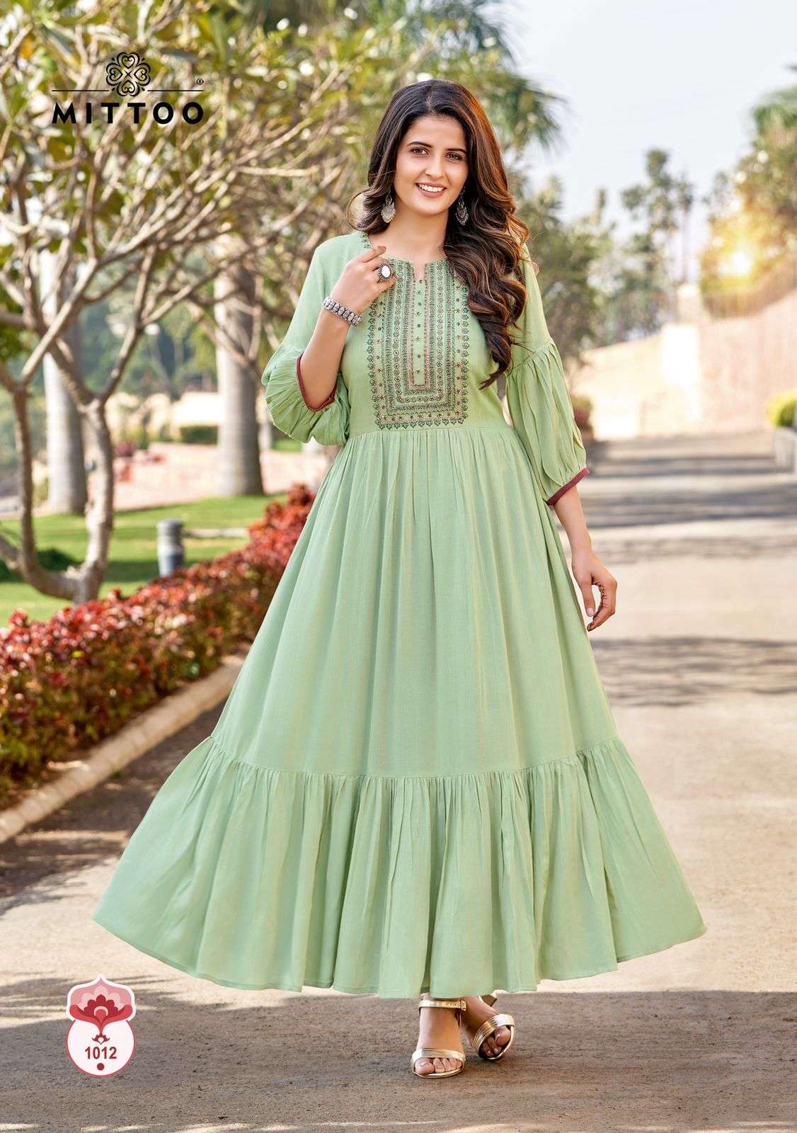 PAKHI BY MITTOO BEAUTIFUL STYLISH FANCY COLORFUL CASUAL WEAR & ETHNIC WEAR RAYON EMBROIDERED GOWNS AT WHOLESALE PRICE