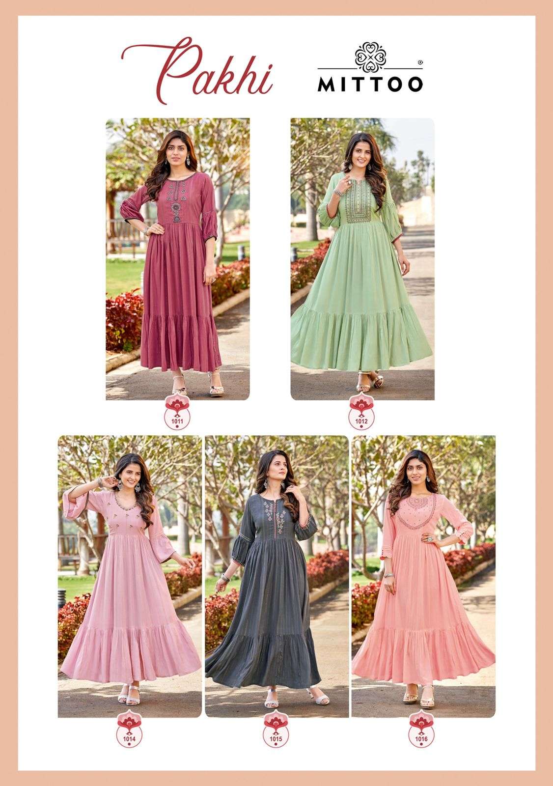 PAKHI BY MITTOO BEAUTIFUL STYLISH FANCY COLORFUL CASUAL WEAR & ETHNIC WEAR RAYON EMBROIDERED GOWNS AT WHOLESALE PRICE