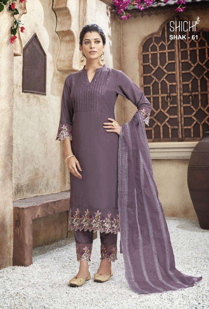 ANOKHI BY SHICHI 61 TO 66 SERIES BEAUTIFUL SUITS COLORFUL STYLISH FANCY CASUAL WEAR & ETHNIC WEAR CHINNON DRESSES AT WHOLESALE PRICE