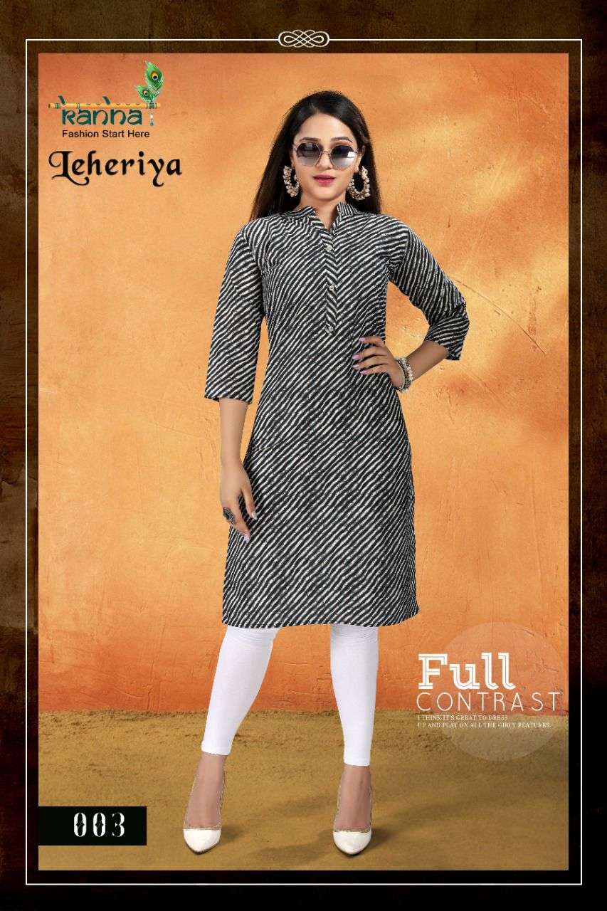 LEHERIYA BY KANHA 001 TO 008 SERIES DESIGNER STYLISH FANCY COLORFUL BEAUTIFUL PARTY WEAR & ETHNIC WEAR COLLECTION PURE COTTON KURTIS AT WHOLESALE PRICE