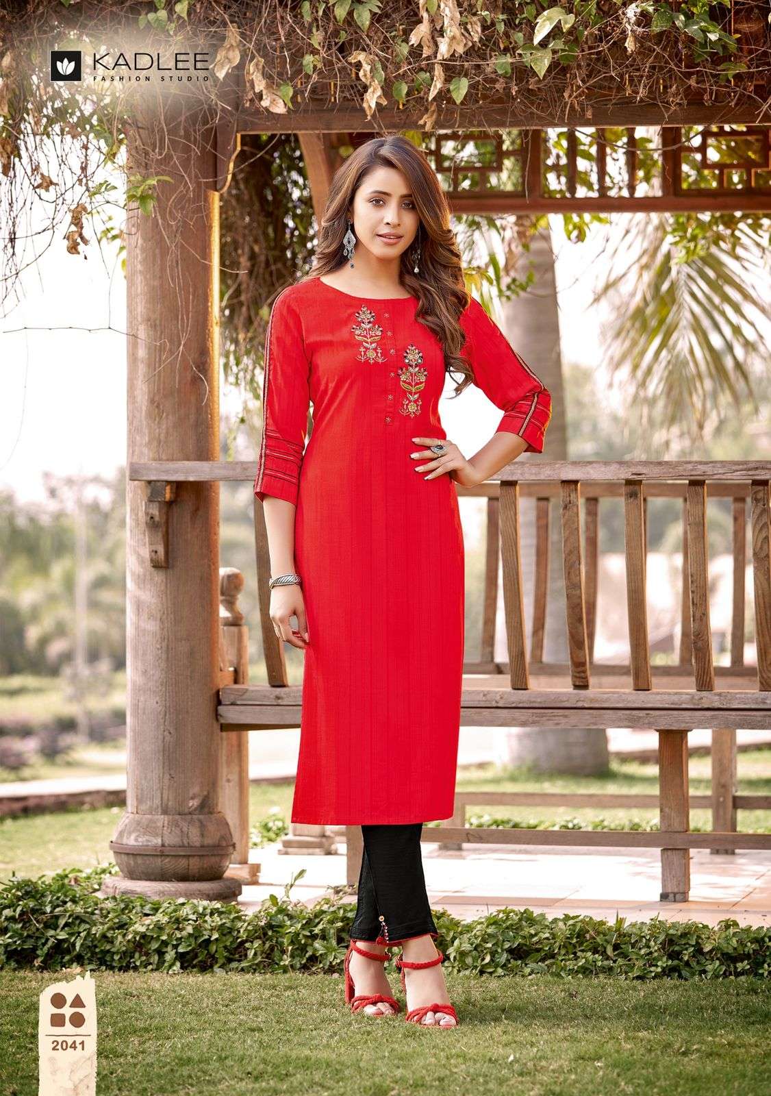 SHALINI VOL-4 BY KADLEE 2037 TO 2041 SERIES DESIGNER STYLISH FANCY COLORFUL BEAUTIFUL PARTY WEAR & ETHNIC WEAR COLLECTION NYLON VISCOSE KURTIS WITH BOTTOM AT WHOLESALE PRICE