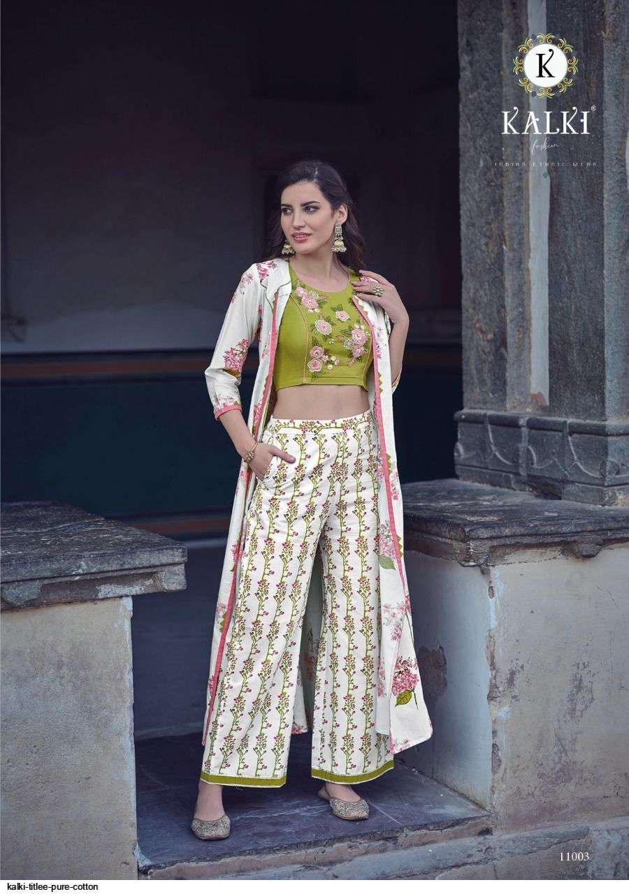 Titlee By Kalki 11001 To 11005 Series Designer Stylish Fancy Colorful Beautiful Party Wear & Ethnic Wear Collection Cotton Print Tops With Bottom At Wholesale Price