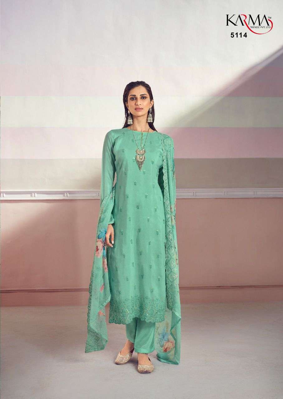 MEHRAM VOL-5 BY KARMA TRENDZ 5112 TO 5118 SERIES BEAUTIFUL SUITS COLORFUL STYLISH FANCY CASUAL WEAR & ETHNIC WEAR PURE MUSLIN EMBROIDERED DRESSES AT WHOLESALE PRICE