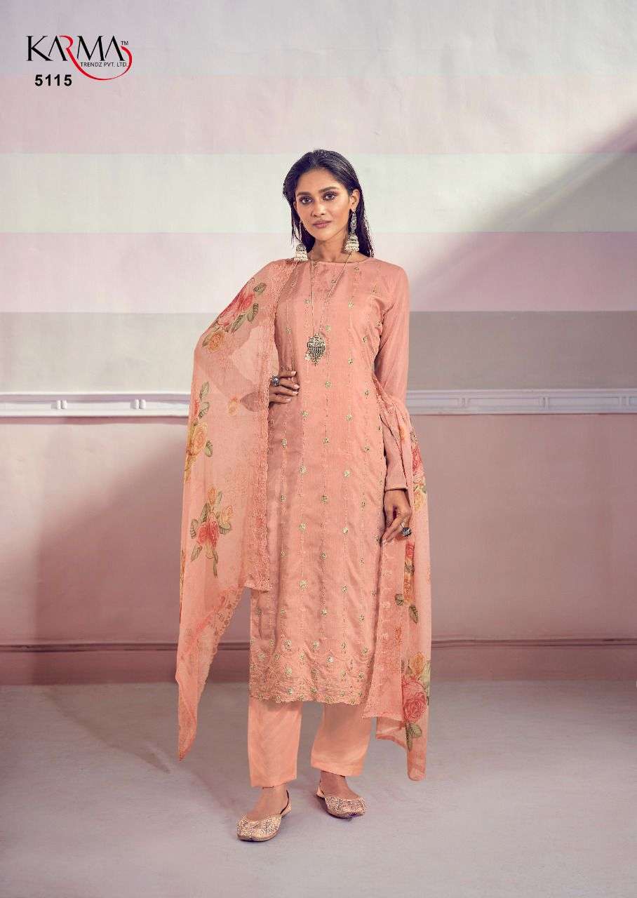 MEHRAM VOL-5 BY KARMA TRENDZ 5112 TO 5118 SERIES BEAUTIFUL SUITS COLORFUL STYLISH FANCY CASUAL WEAR & ETHNIC WEAR PURE MUSLIN EMBROIDERED DRESSES AT WHOLESALE PRICE