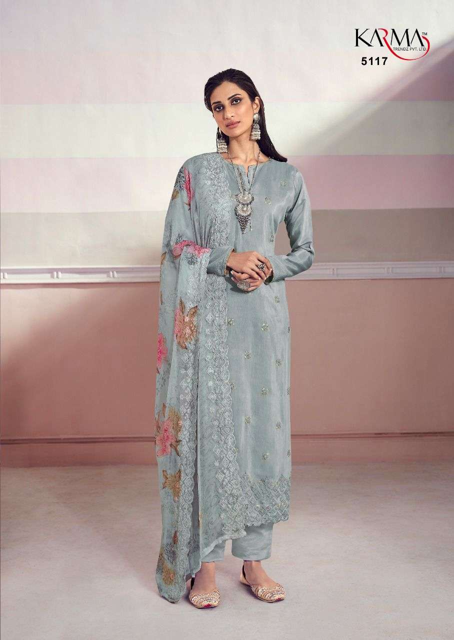 MEHRAM VOL-5 BY KARMA TRENDZ 5112 TO 5118 SERIES BEAUTIFUL SUITS COLORFUL STYLISH FANCY CASUAL WEAR & ETHNIC WEAR PURE MUSLIN EMBROIDERED DRESSES AT WHOLESALE PRICE