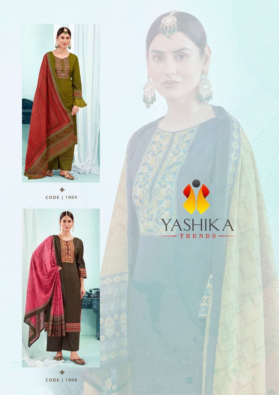 NAISHAA BY YASHIKA TRENDS 1001 TO 1008 SERIES BEAUTIFUL SUITS COLORFUL STYLISH FANCY CASUAL WEAR & ETHNIC WEAR HEAVY COTTON PRINT DRESSES AT WHOLESALE PRICE