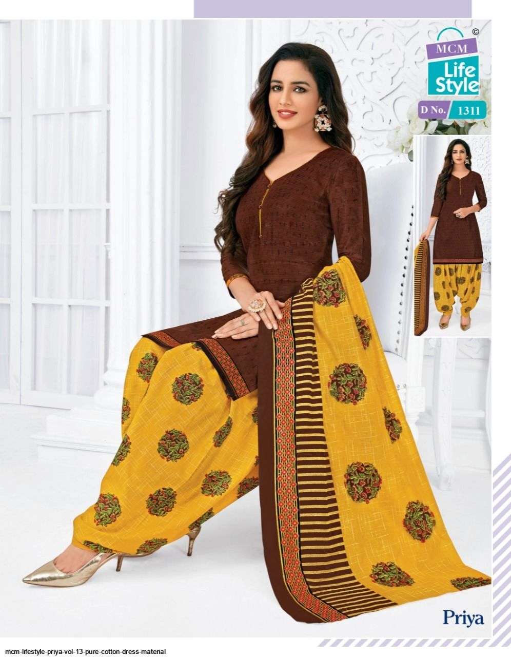 PRIYA VOL-13 BY MCM LIFESTYLE 1305 TO 1338 SERIES BEAUTIFUL PATIYALA SUITS COLORFUL STYLISH FANCY CASUAL WEAR & ETHNIC WEAR PURE COTTON DRESSES AT WHOLESALE PRICE