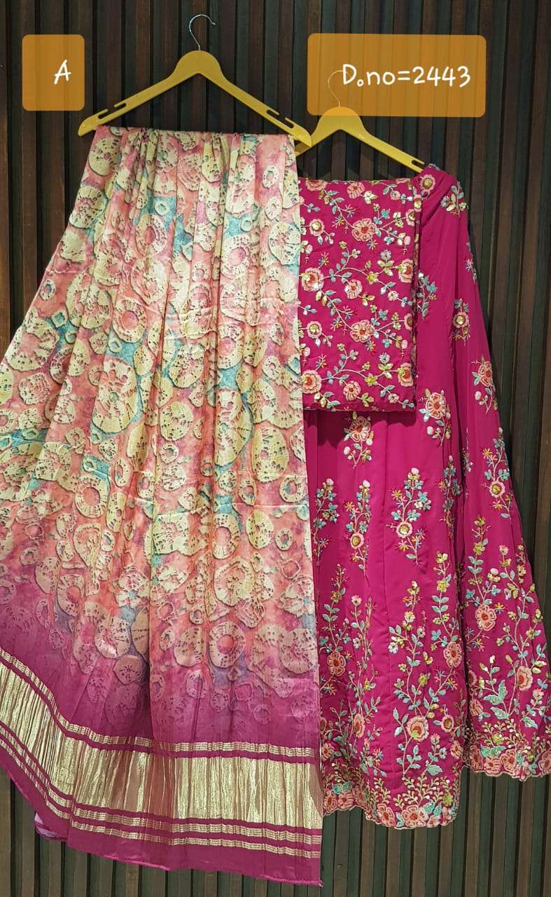 LADY GAGA BY ANANDAM 2443-A TO 2448-B SERIES INDIAN TRADITIONAL BEAUTIFUL STYLISH DESIGNER BANARASI SILK JACQUARD EMBROIDERED PARTY WEAR FANCY LEHENGAS AT WHOLESALE PRICE