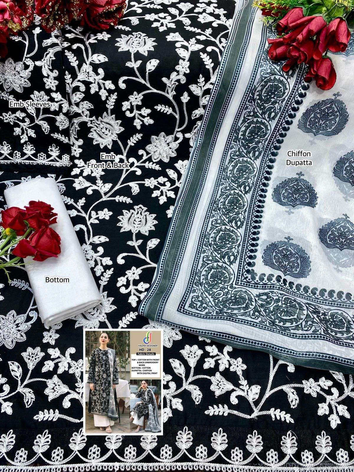 HAZRA HIT DESIGN 28 COLOURS BY HAZRA DESIGNER 28 TO 28-B SERIES PAKISTANI SUITS BEAUTIFUL FANCY COLORFUL STYLISH PARTY WEAR & OCCASIONAL WEAR COTTON WITH EMBROIDERY DRESSES AT WHOLESALE PRICE