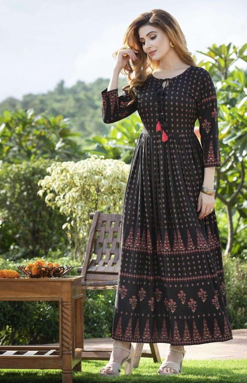 NAYARA BY MAJISHA NX 101 TO 108 SERIES BEAUTIFUL STYLISH FANCY COLORFUL CASUAL WEAR & ETHNIC WEAR RAYON FOIL PRINT GOWNS AT WHOLESALE PRICE