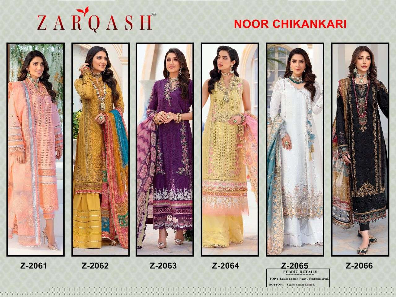 Noor Chikankari By Zarqash 2061 To 2066 Series Pakistani Suits Beautiful Fancy Colorful Stylish Party Wear & Occasional Wear Cotton With Embroidery Dresses At Wholesale Price