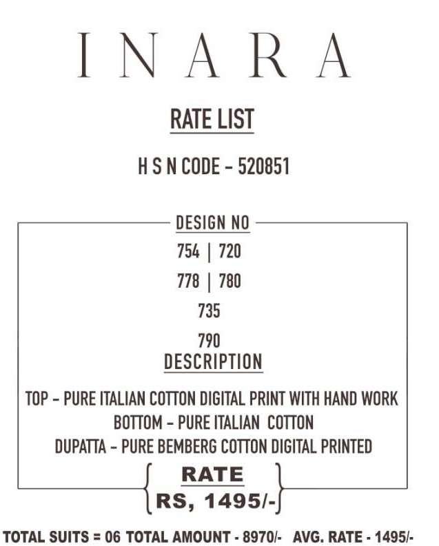INARA BY SARG BEAUTIFUL STYLISH SUITS FANCY COLORFUL CASUAL WEAR & ETHNIC WEAR & READY TO WEAR PURE COTTON DRESSES AT WHOLESALE PRICE