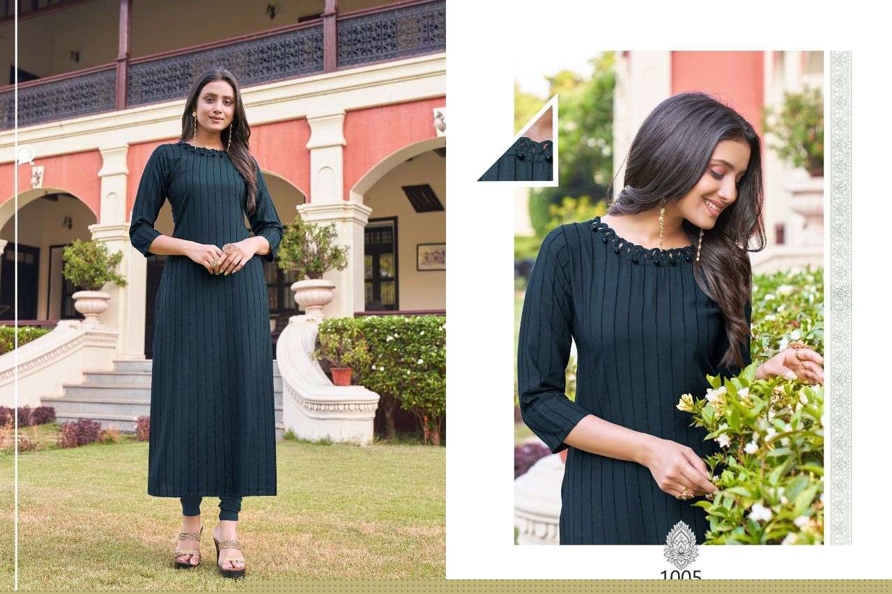 VELVET BY HARIYAALI 1001 TO 1007 SERIES DESIGNER STYLISH FANCY COLORFUL BEAUTIFUL PARTY WEAR & ETHNIC WEAR COLLECTION RAYON KURTIS AT WHOLESALE PRICE