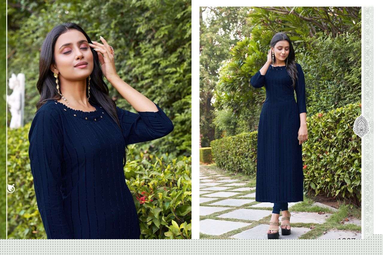 VELVET BY HARIYAALI 1001 TO 1007 SERIES DESIGNER STYLISH FANCY COLORFUL BEAUTIFUL PARTY WEAR & ETHNIC WEAR COLLECTION RAYON KURTIS AT WHOLESALE PRICE