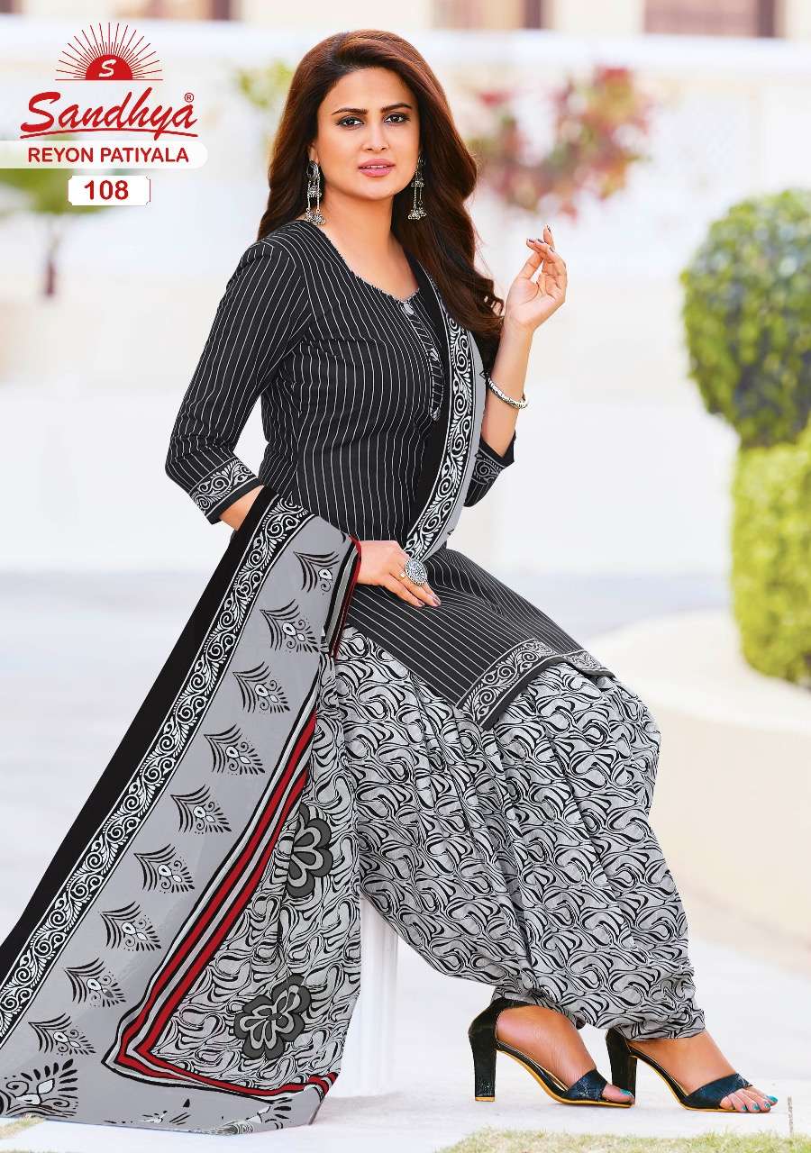 REYON PATIYALA VOL-1 BY SANDHYA 108 TO 122 SERIES BEAUTIFUL SUITS COLORFUL STYLISH FANCY CASUAL WEAR & ETHNIC WEAR RAYON PRINT DRESSES AT WHOLESALE PRICE