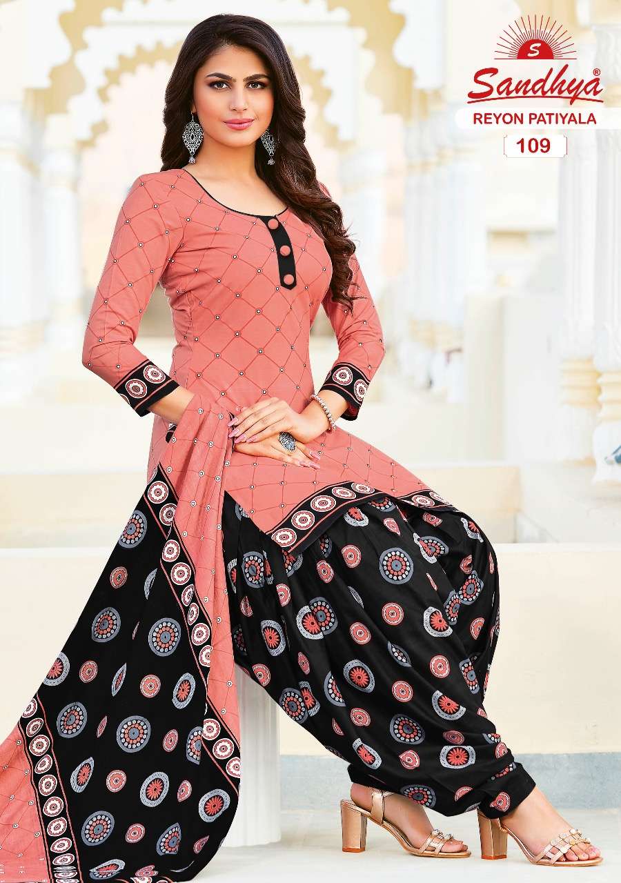 REYON PATIYALA VOL-1 BY SANDHYA 108 TO 122 SERIES BEAUTIFUL SUITS COLORFUL STYLISH FANCY CASUAL WEAR & ETHNIC WEAR RAYON PRINT DRESSES AT WHOLESALE PRICE