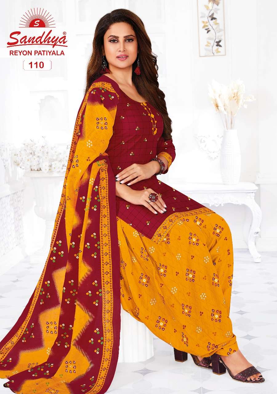 REYON PATIYALA VOL-1 BY SANDHYA 108 TO 122 SERIES BEAUTIFUL SUITS COLORFUL STYLISH FANCY CASUAL WEAR & ETHNIC WEAR RAYON PRINT DRESSES AT WHOLESALE PRICE