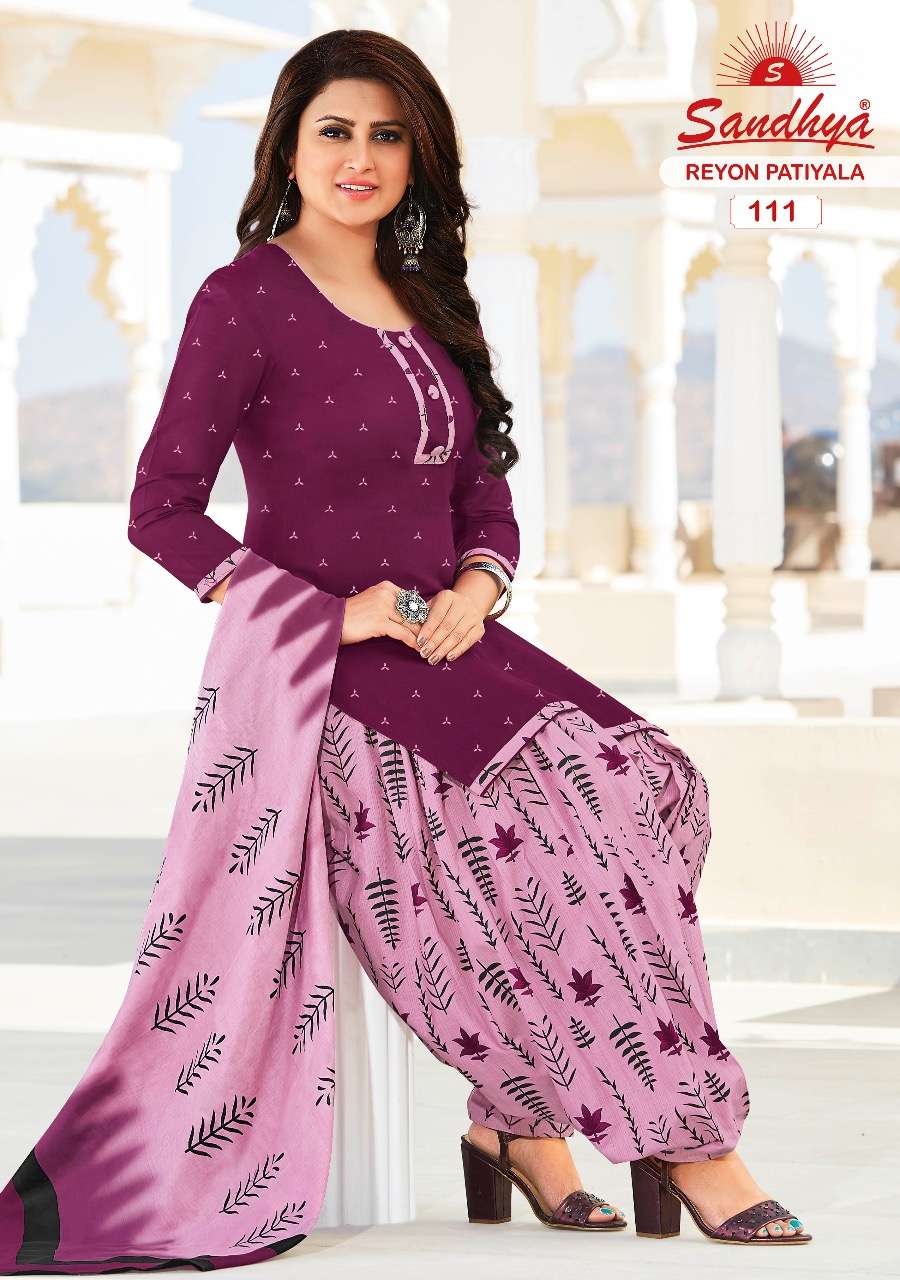 REYON PATIYALA VOL-1 BY SANDHYA 108 TO 122 SERIES BEAUTIFUL SUITS COLORFUL STYLISH FANCY CASUAL WEAR & ETHNIC WEAR RAYON PRINT DRESSES AT WHOLESALE PRICE
