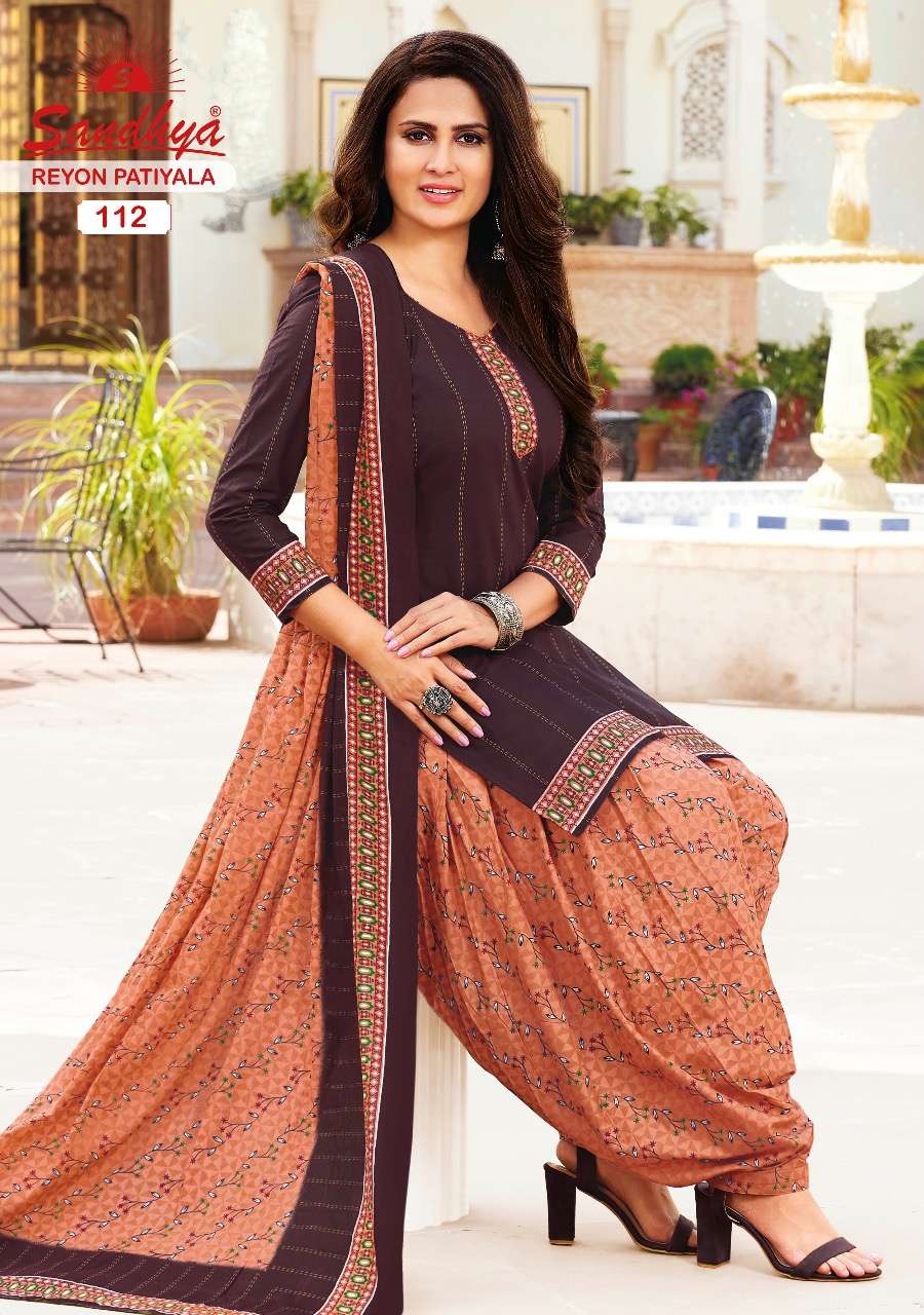 REYON PATIYALA VOL-1 BY SANDHYA 108 TO 122 SERIES BEAUTIFUL SUITS COLORFUL STYLISH FANCY CASUAL WEAR & ETHNIC WEAR RAYON PRINT DRESSES AT WHOLESALE PRICE