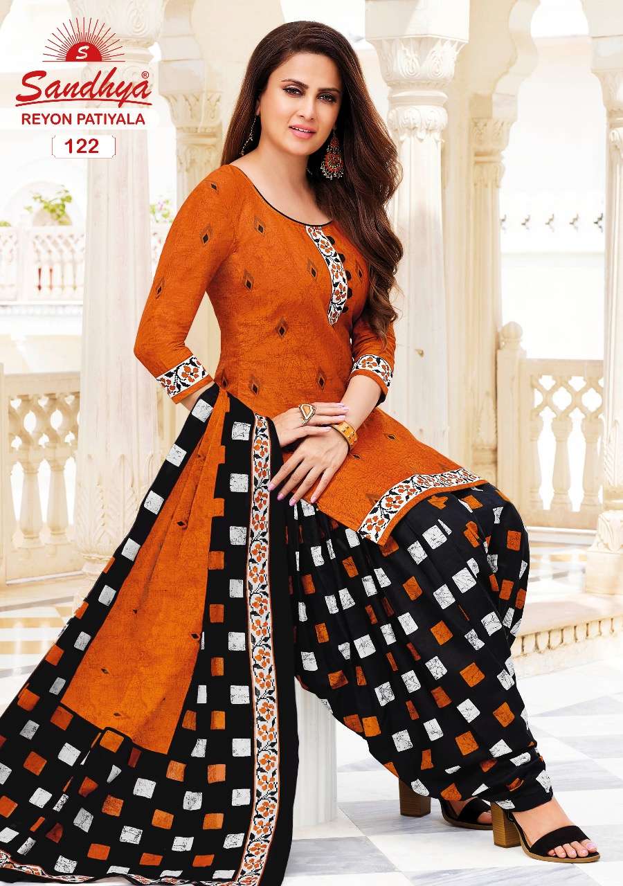 REYON PATIYALA VOL-1 BY SANDHYA 108 TO 122 SERIES BEAUTIFUL SUITS COLORFUL STYLISH FANCY CASUAL WEAR & ETHNIC WEAR RAYON PRINT DRESSES AT WHOLESALE PRICE