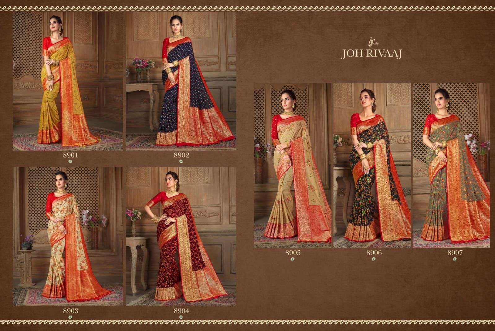 Bunai Vol-4 By Joh Rivaaj 8901 To 8907 Series Indian Traditional Wear Collection Beautiful Stylish Fancy Colorful Party Wear & Occasional Wear Silk Sarees At Wholesale Price
