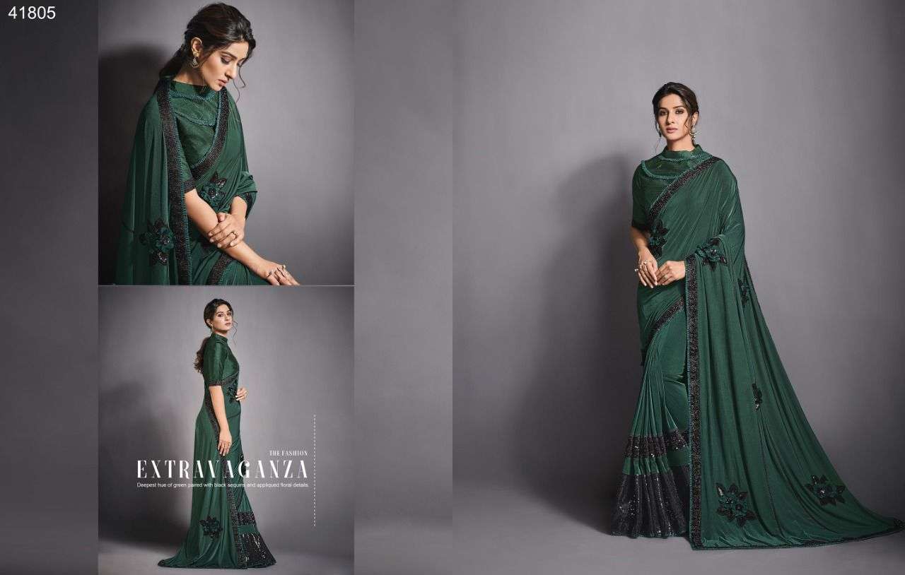 EILEEN BY MAHOTSAV 41805 TO 41819 SERIES INDIAN TRADITIONAL WEAR COLLECTION BEAUTIFUL STYLISH FANCY COLORFUL PARTY WEAR & OCCASIONAL WEAR LYCRA/NET SAREES AT WHOLESALE PRICE