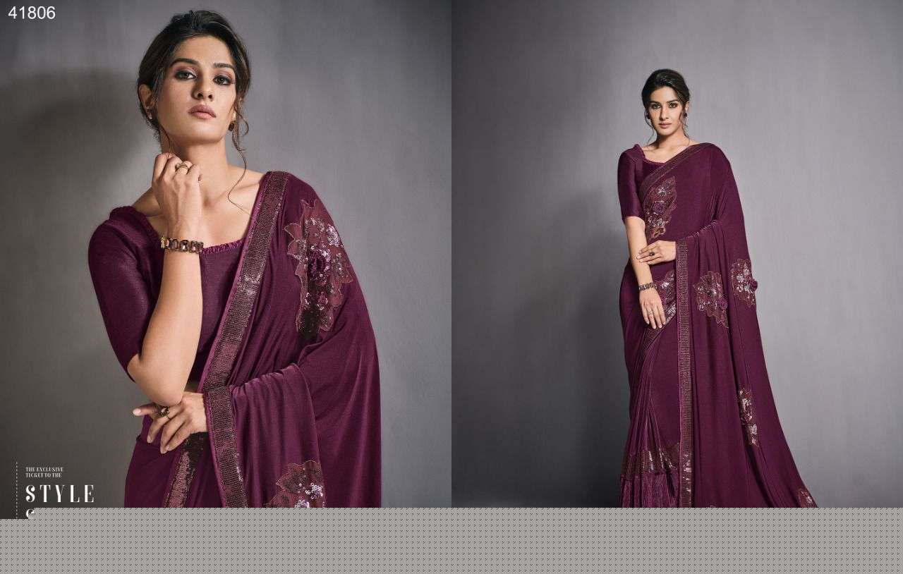 EILEEN BY MAHOTSAV 41805 TO 41819 SERIES INDIAN TRADITIONAL WEAR COLLECTION BEAUTIFUL STYLISH FANCY COLORFUL PARTY WEAR & OCCASIONAL WEAR LYCRA/NET SAREES AT WHOLESALE PRICE