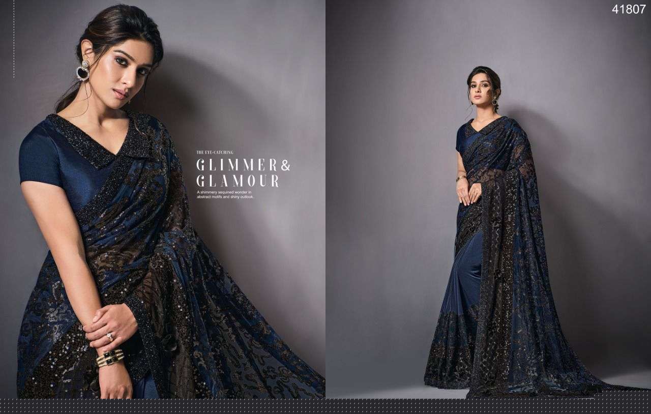 EILEEN BY MAHOTSAV 41805 TO 41819 SERIES INDIAN TRADITIONAL WEAR COLLECTION BEAUTIFUL STYLISH FANCY COLORFUL PARTY WEAR & OCCASIONAL WEAR LYCRA/NET SAREES AT WHOLESALE PRICE