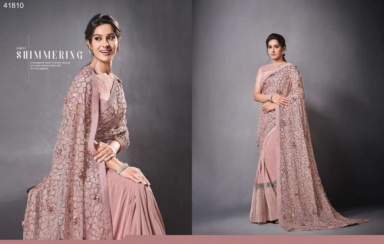 EILEEN BY MAHOTSAV 41805 TO 41819 SERIES INDIAN TRADITIONAL WEAR COLLECTION BEAUTIFUL STYLISH FANCY COLORFUL PARTY WEAR & OCCASIONAL WEAR LYCRA/NET SAREES AT WHOLESALE PRICE