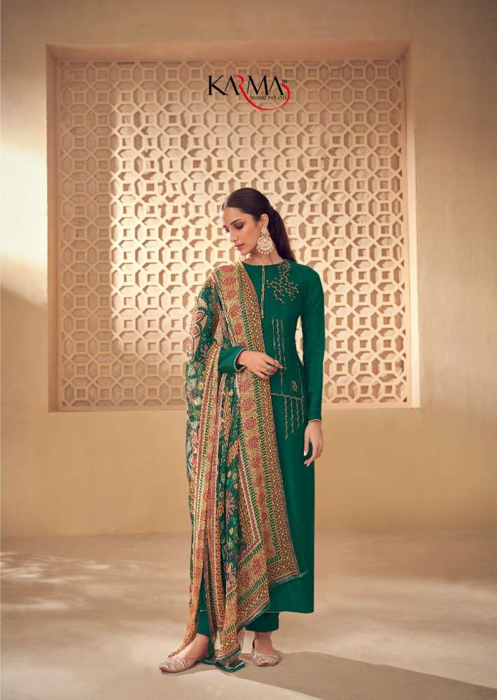 NOOR VOL-6 BY KARMA TRENDZ 5103 TO 5109 SERIES BEAUTIFUL COLORFUL STYLISH PRETTY PARTY WEAR CASUAL WEAR OCCASIONAL WEAR CREPE EMBROIDERED DRESSES AT WHOLESALE PRICE