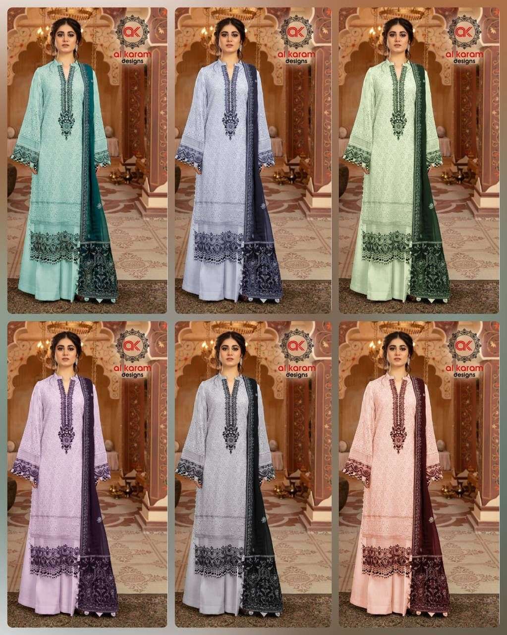 AL KARAM 115 COLOURS BY AL KARAM 115-A TO 115-F SERIES DESIGNS DESIGNER PAKISTANI SUITS BEAUTIFUL STYLISH FANCY COLORFUL PARTY WEAR & OCCASIONAL WEAR HEAVY GEORGETTE EMBROIDERED DRESSES AT WHOLESALE PRICE