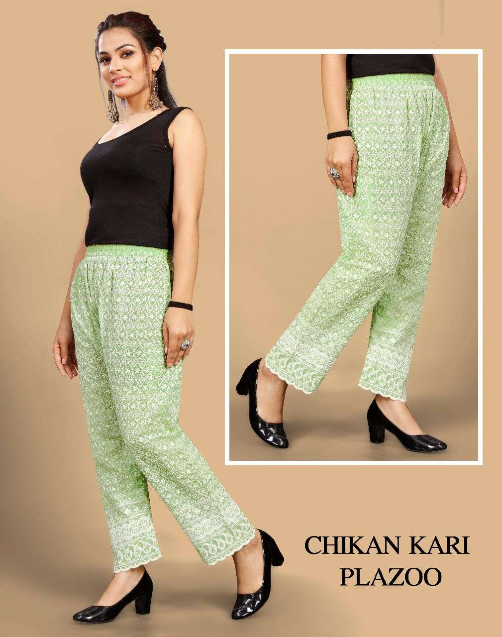 CHIKAN KARI PLAZOO BY RAZZO EXPORTS 01 TO 10 SERIES STYLISH FANCY BEAUTIFUL COLORFUL CASUAL WEAR & ETHNIC WEAR COTTON PALAZZO AT WHOLESALE PRICE