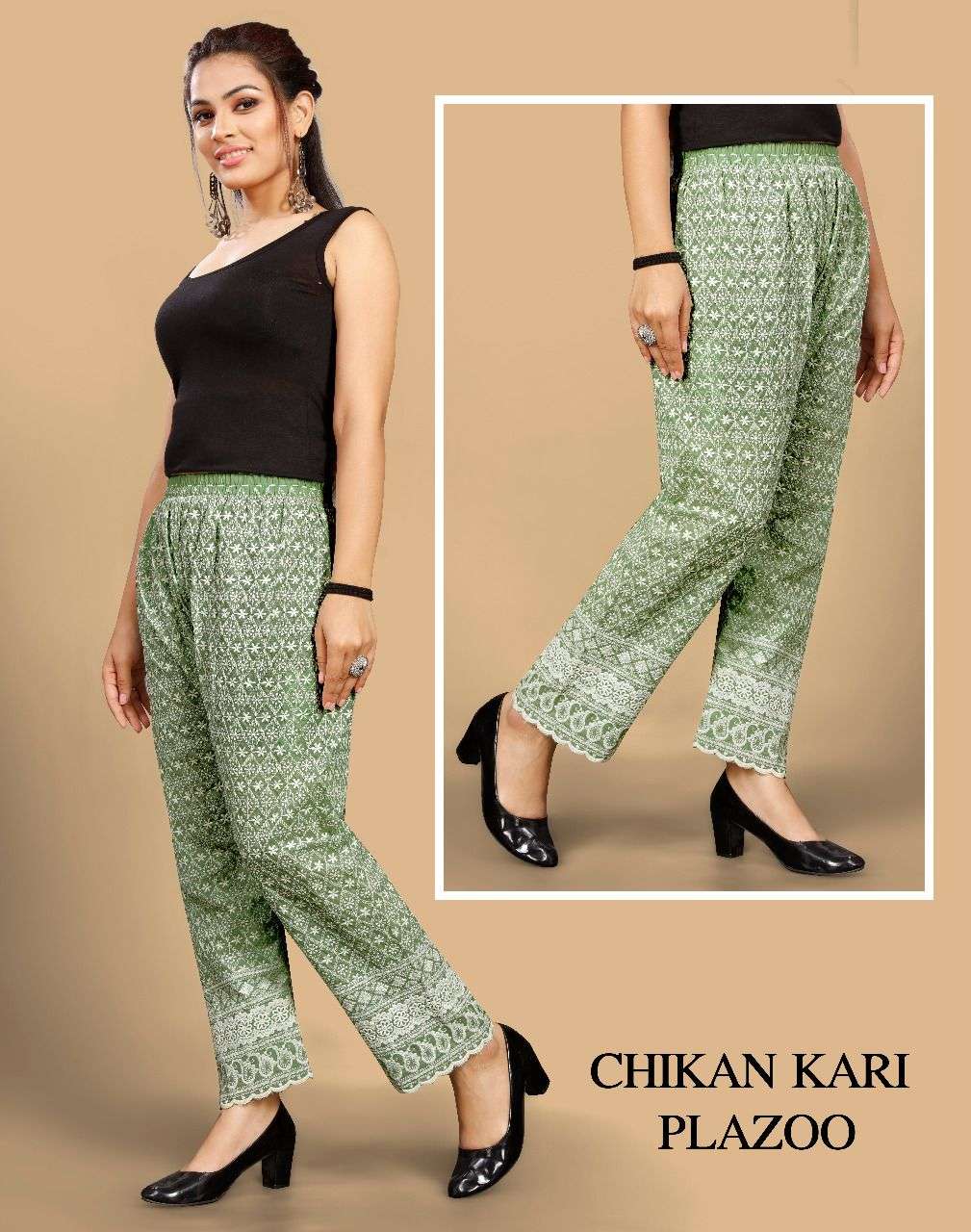 CHIKAN KARI PLAZOO BY RAZZO EXPORTS 01 TO 10 SERIES STYLISH FANCY BEAUTIFUL COLORFUL CASUAL WEAR & ETHNIC WEAR COTTON PALAZZO AT WHOLESALE PRICE