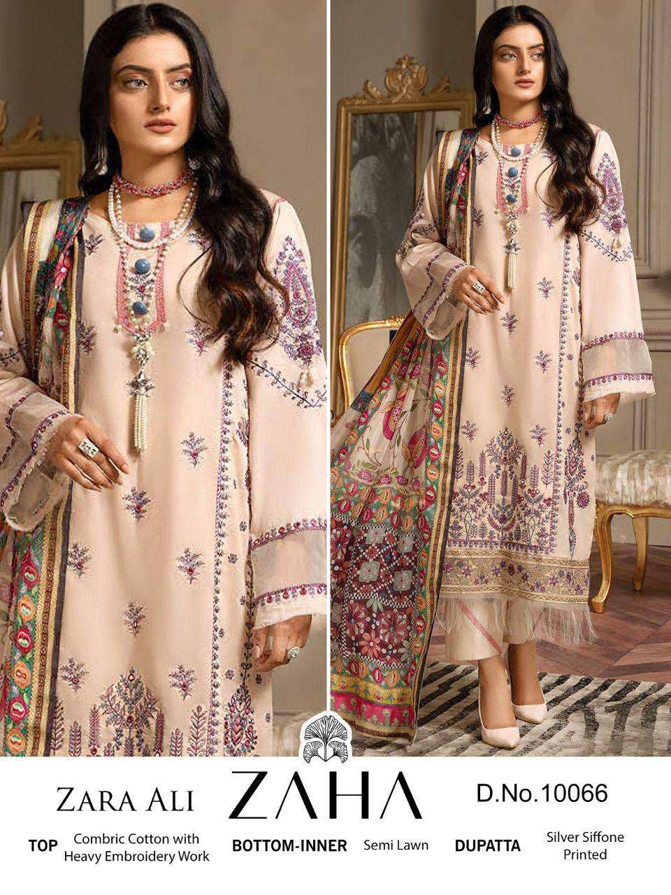 ZARA ALI BY ZAHA 10066 TO 10068 SERIES BEAUTIFUL PAKISTANI SUITS COLORFUL STYLISH FANCY CASUAL WEAR & ETHNIC WEAR CAMBRIC COTTON DRESSES AT WHOLESALE PRICE