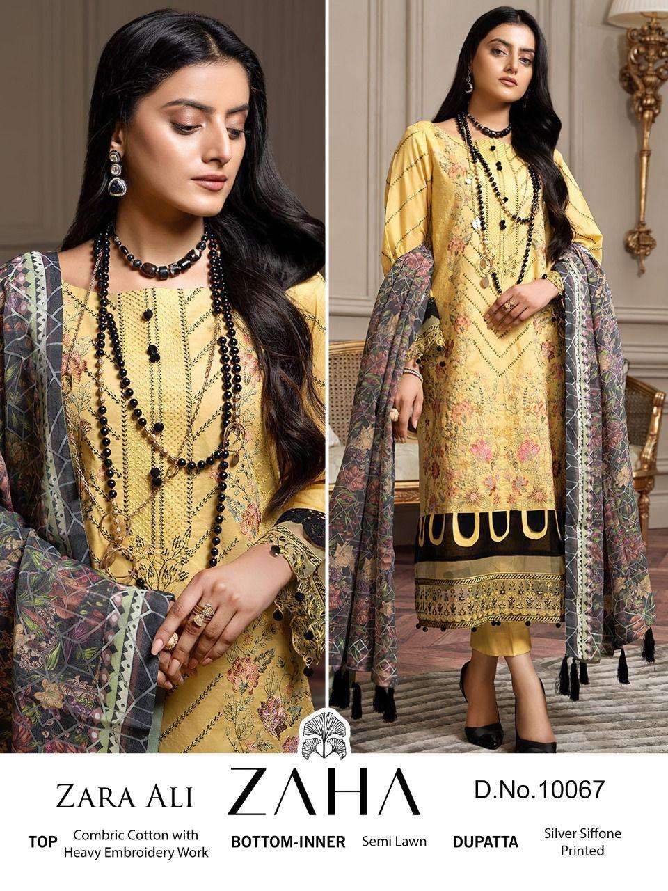 ZARA ALI BY ZAHA 10066 TO 10068 SERIES BEAUTIFUL PAKISTANI SUITS COLORFUL STYLISH FANCY CASUAL WEAR & ETHNIC WEAR CAMBRIC COTTON DRESSES AT WHOLESALE PRICE