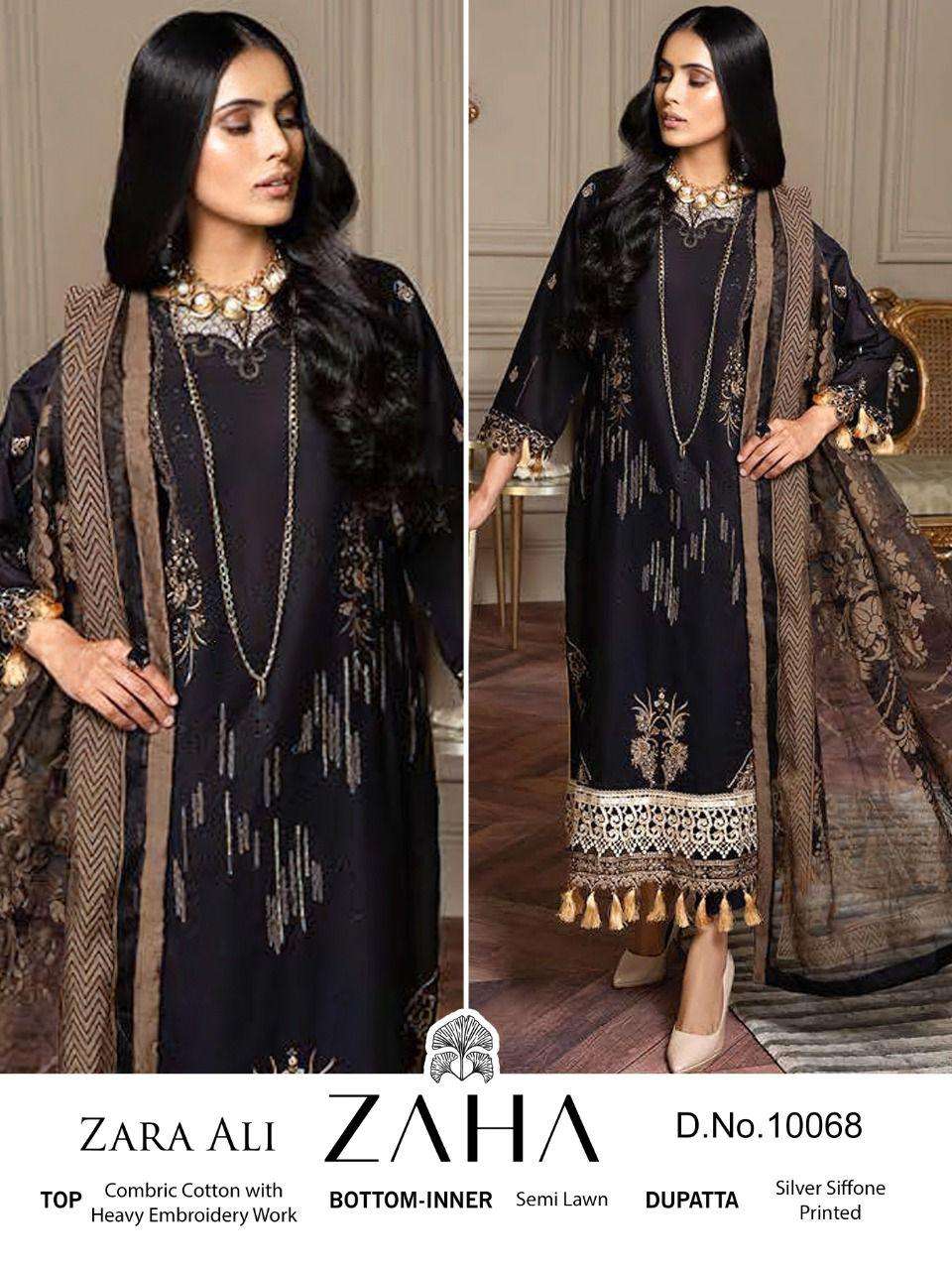 ZARA ALI BY ZAHA 10066 TO 10068 SERIES BEAUTIFUL PAKISTANI SUITS COLORFUL STYLISH FANCY CASUAL WEAR & ETHNIC WEAR CAMBRIC COTTON DRESSES AT WHOLESALE PRICE